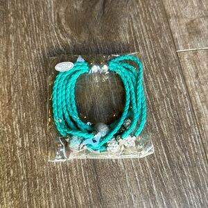 Blue Rope Bracelet with floral and jeweled accents